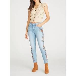 DRIFTWOOD Sky Blue Skinny Jeans with Floral Design
